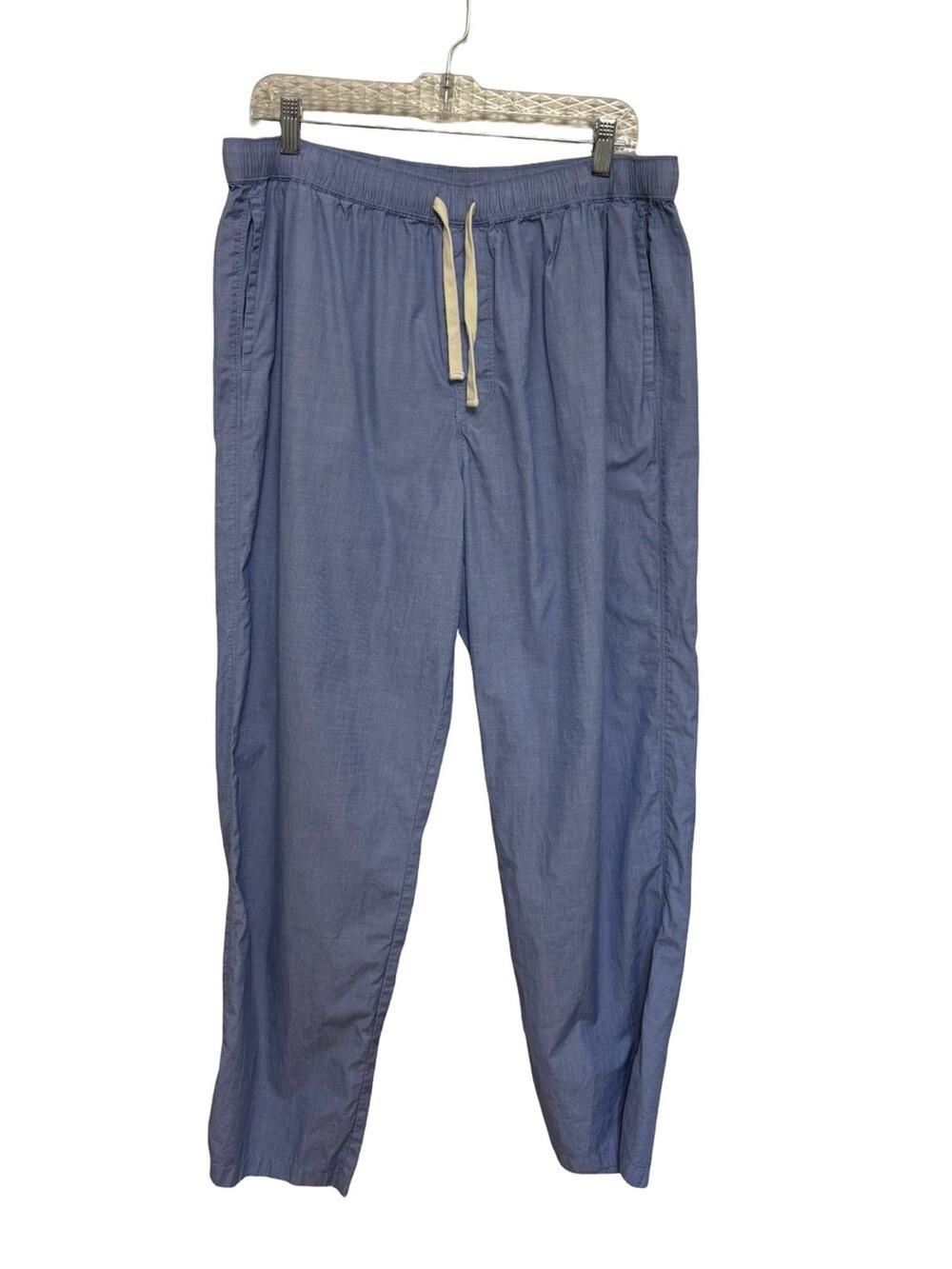 LAKE Men’s 100% Cotton Poplin Pajama Pants in Blue - Size L